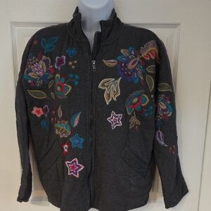 Johnny Was Quilted Dolman Jacket XS Grey